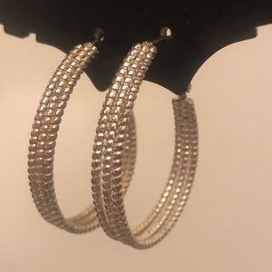🔥5/$50🔥 Silver Metal Hammered Hoop Earrings